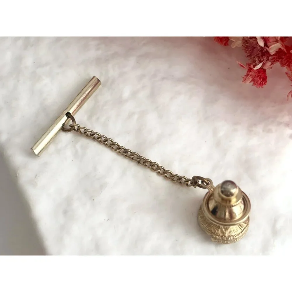 Ombre Orange & Red Rhinestone Gold Toned Vintage Men's Tie Tack